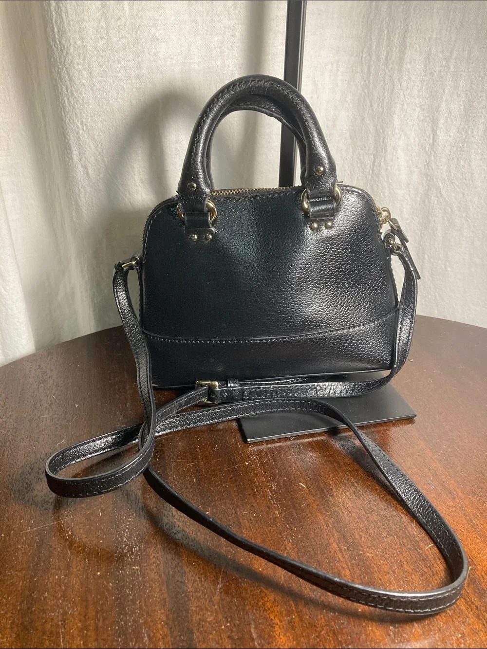 Kate Spade Wellesley Mini Rachelle satchel black Peeble leather crossbody tote